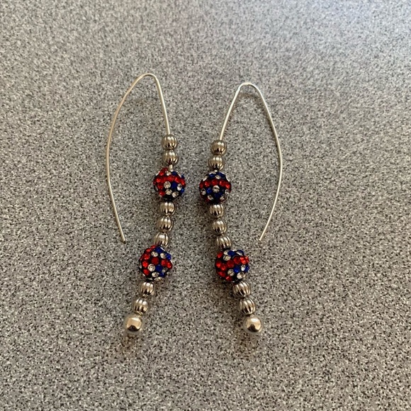 Red, White and Blue Dangle Earrings - Picture 2 of 2